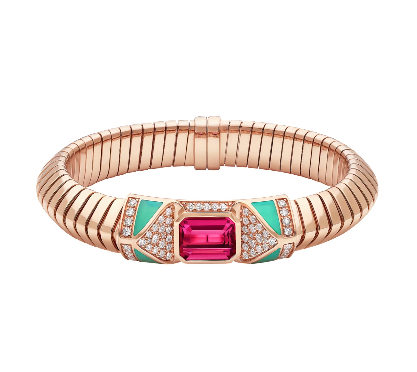 браслет bvlgari tubogas с рубеллитом, хризопразом и бриллиантами 