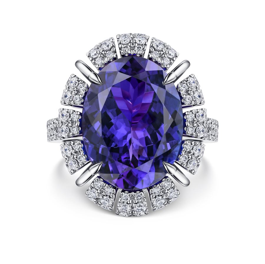 кольцо с бриллиантами и танзанитом 8,47 ct.