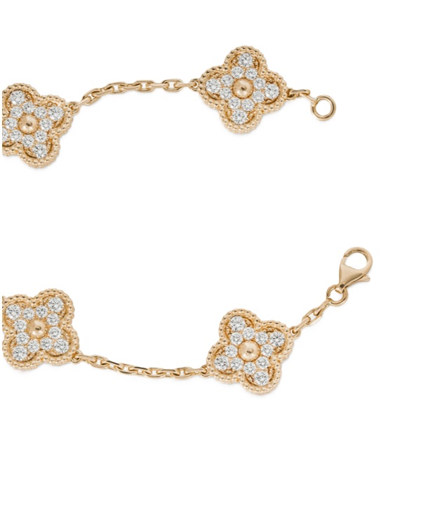 браслет van cleef & arpels vintage alhambra из розового золота 750 пробы с бриллиантами 2,41 ct