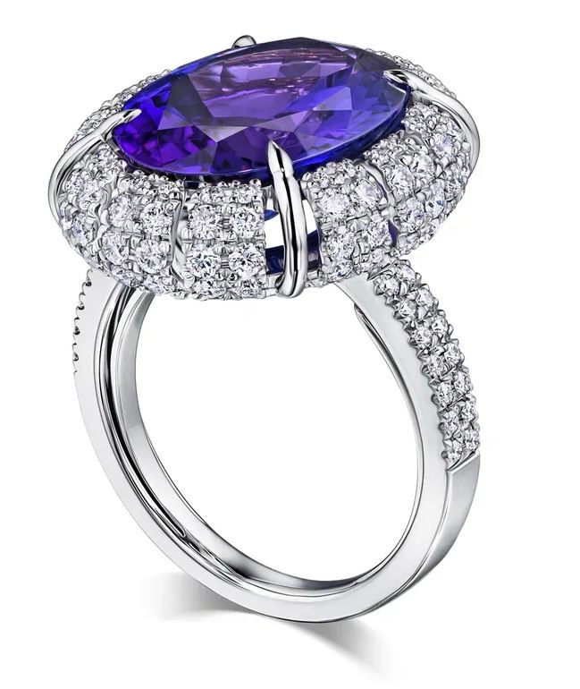 кольцо с бриллиантами и танзанитом 8,47 ct.