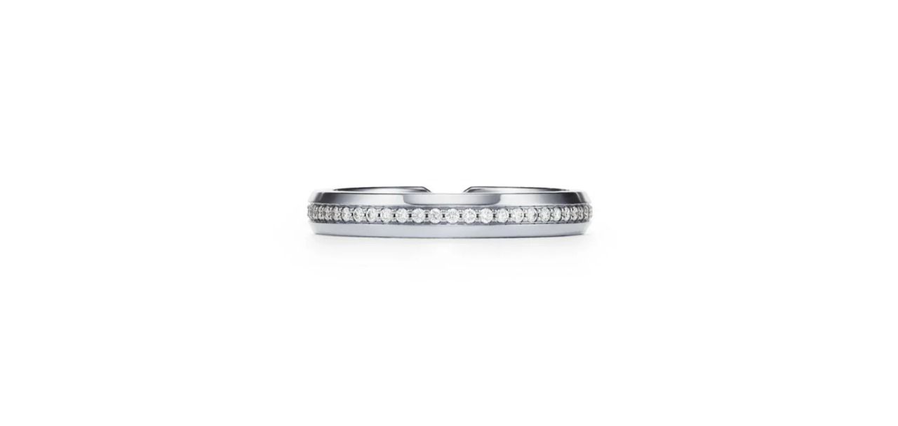 кольцо tiffany из белого золота с бриллиантами 0.13 ct