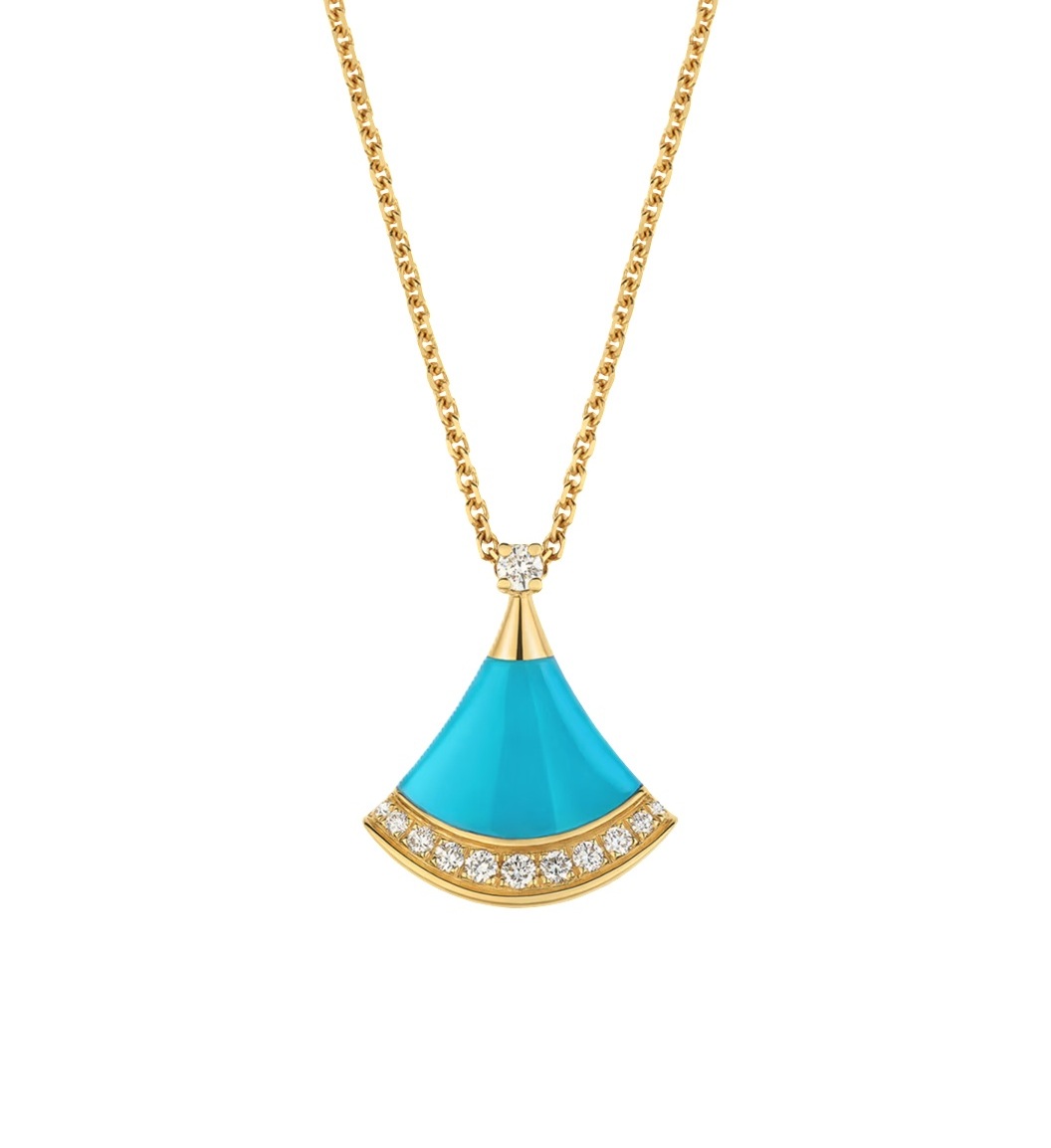колье bvlgari divas dream с бирюзой и бриллиантами 0.13 ct. 