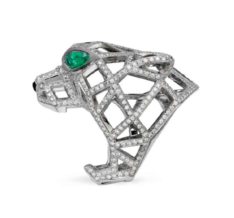 кольцо pantere de cartier в белом золоте с бриллиантами