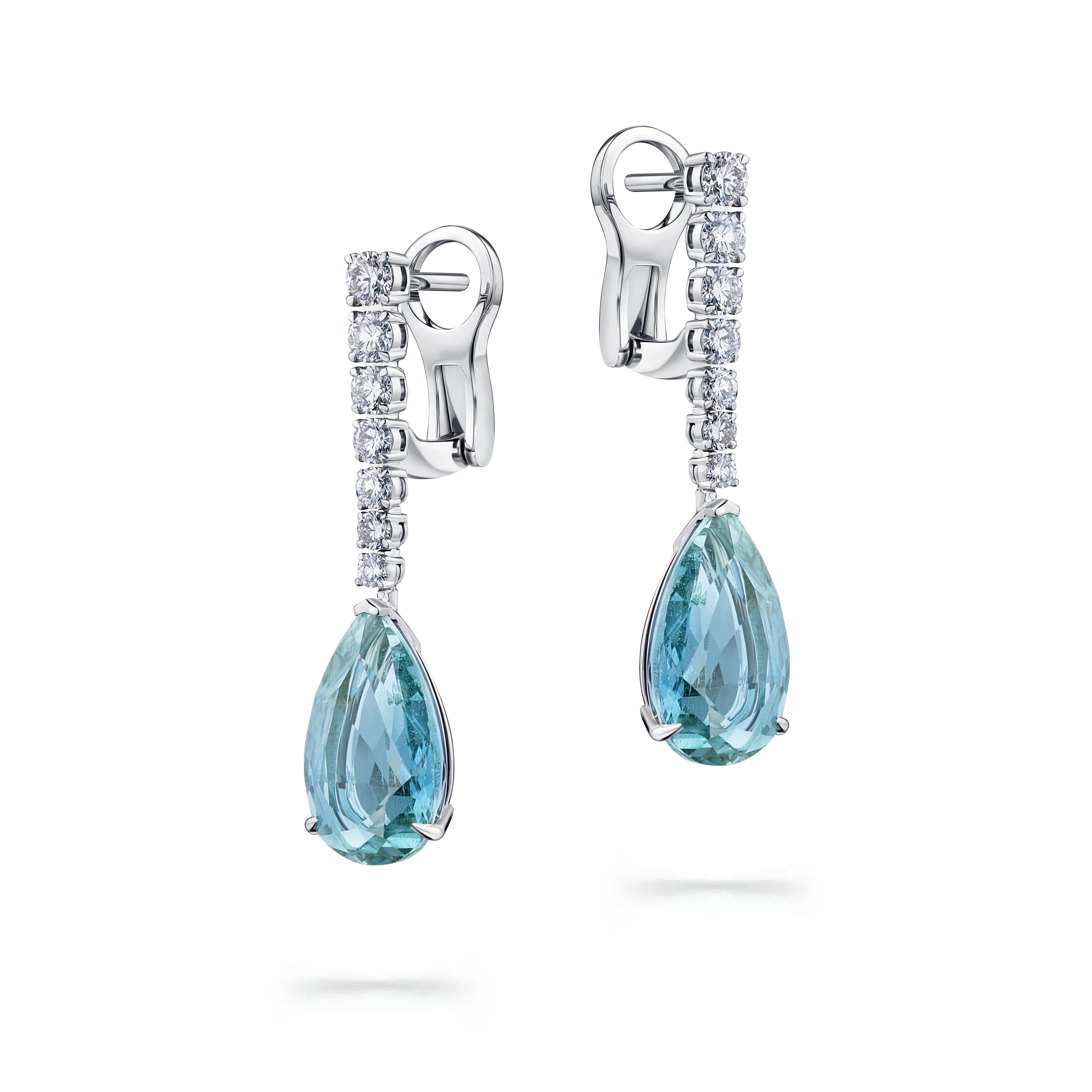 серьги с бриллиантами и аквамаринами 8,07 ct