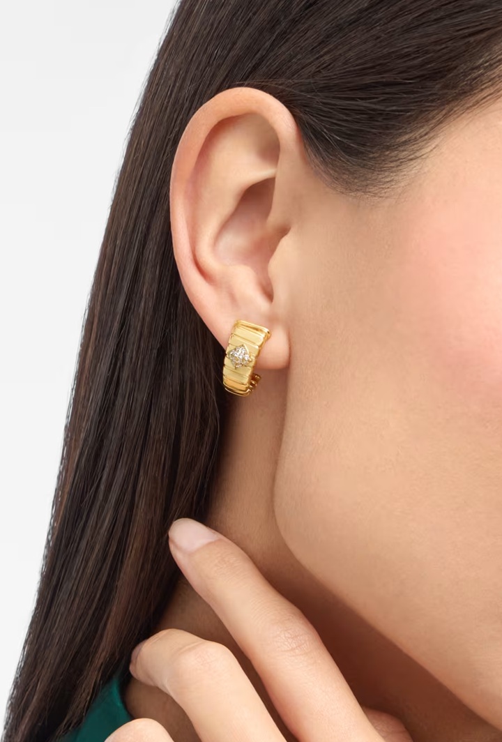 серьги bvlgari tubogas с бриллиантами 0.24 ct.