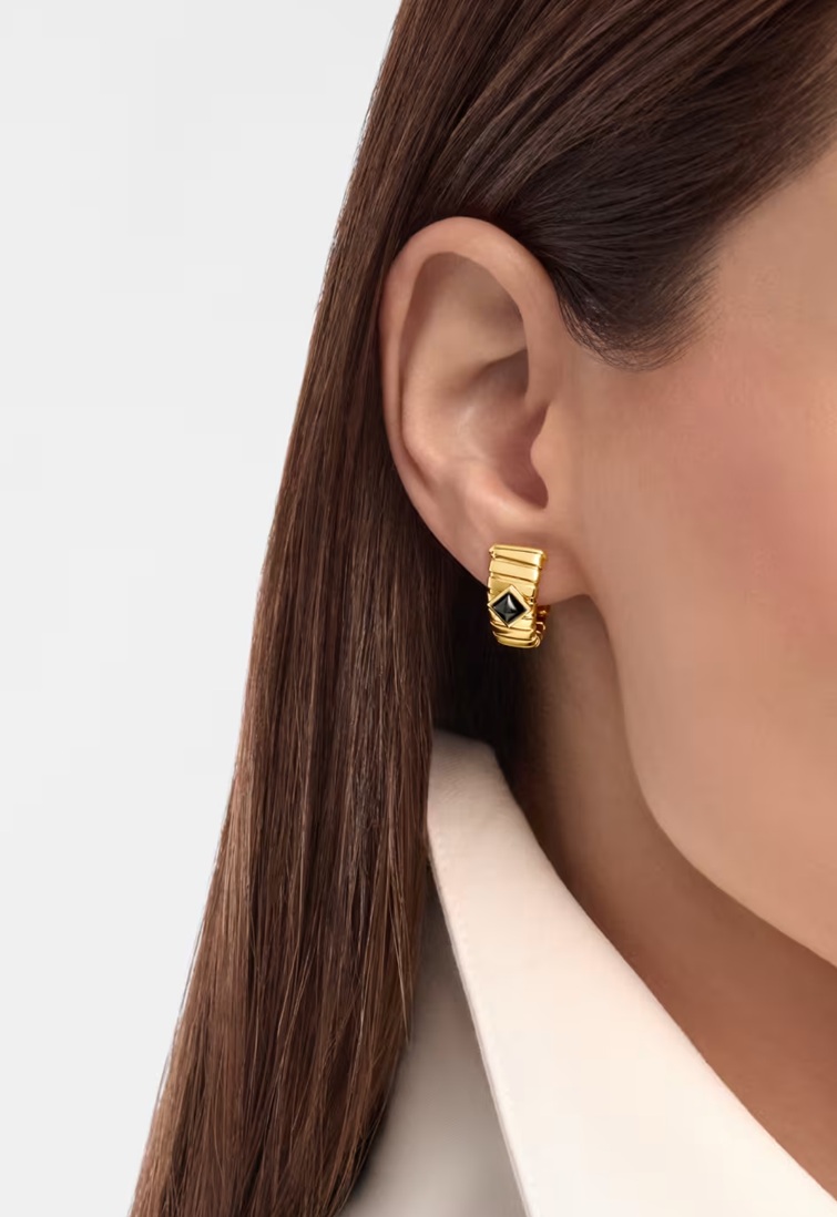 серьги bvlgari tubogas с ониксом 