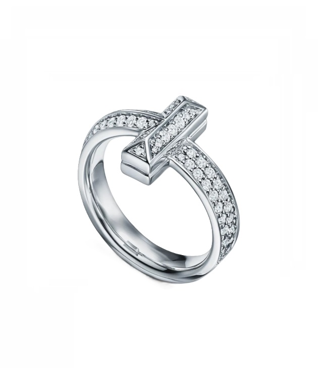 кольцо tiffany & co t1 бриллиантовое паве в белом золоте
