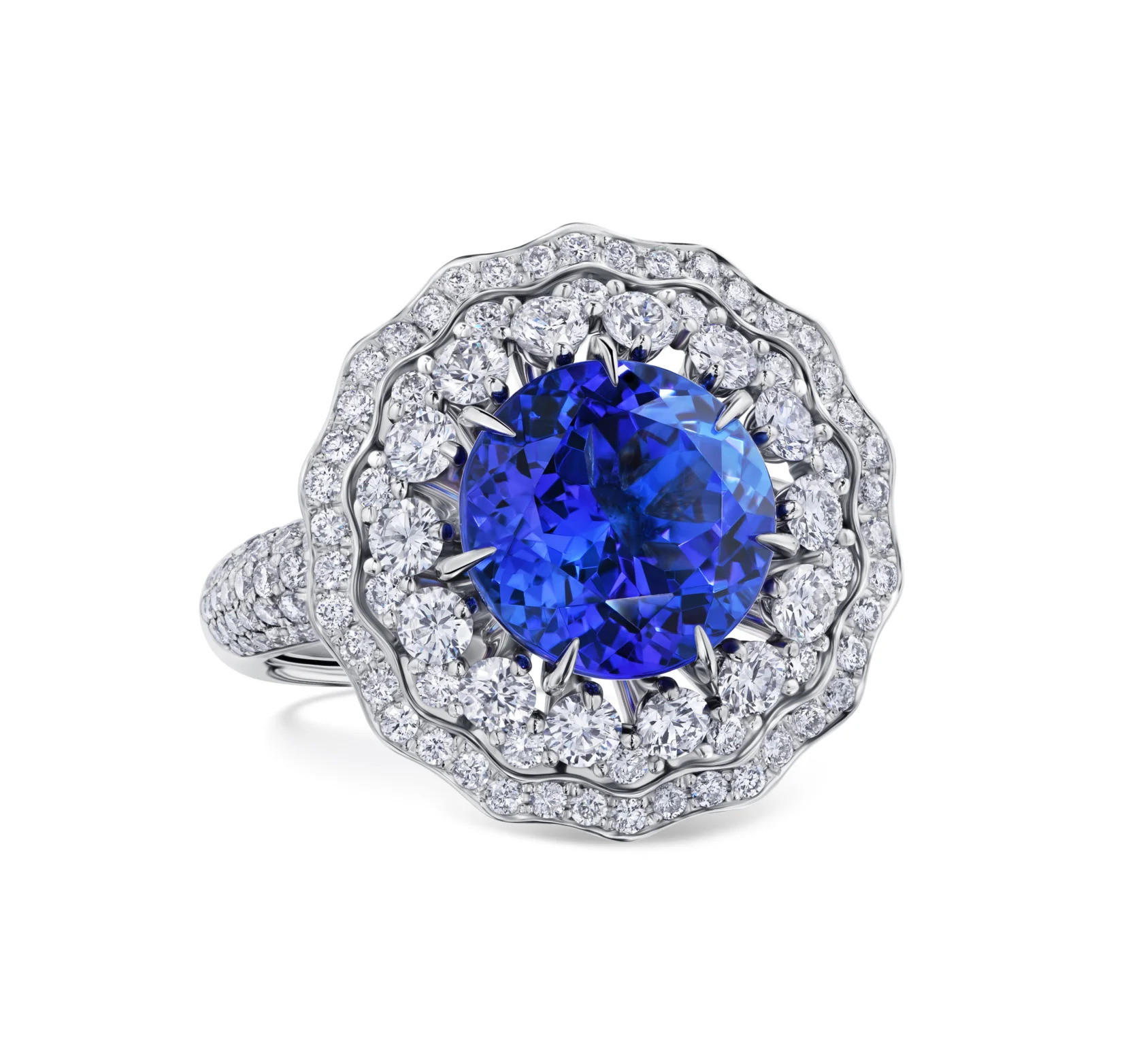 кольцо с танзанитом 5,06 ct. и бриллиантами 1,37 ct.
