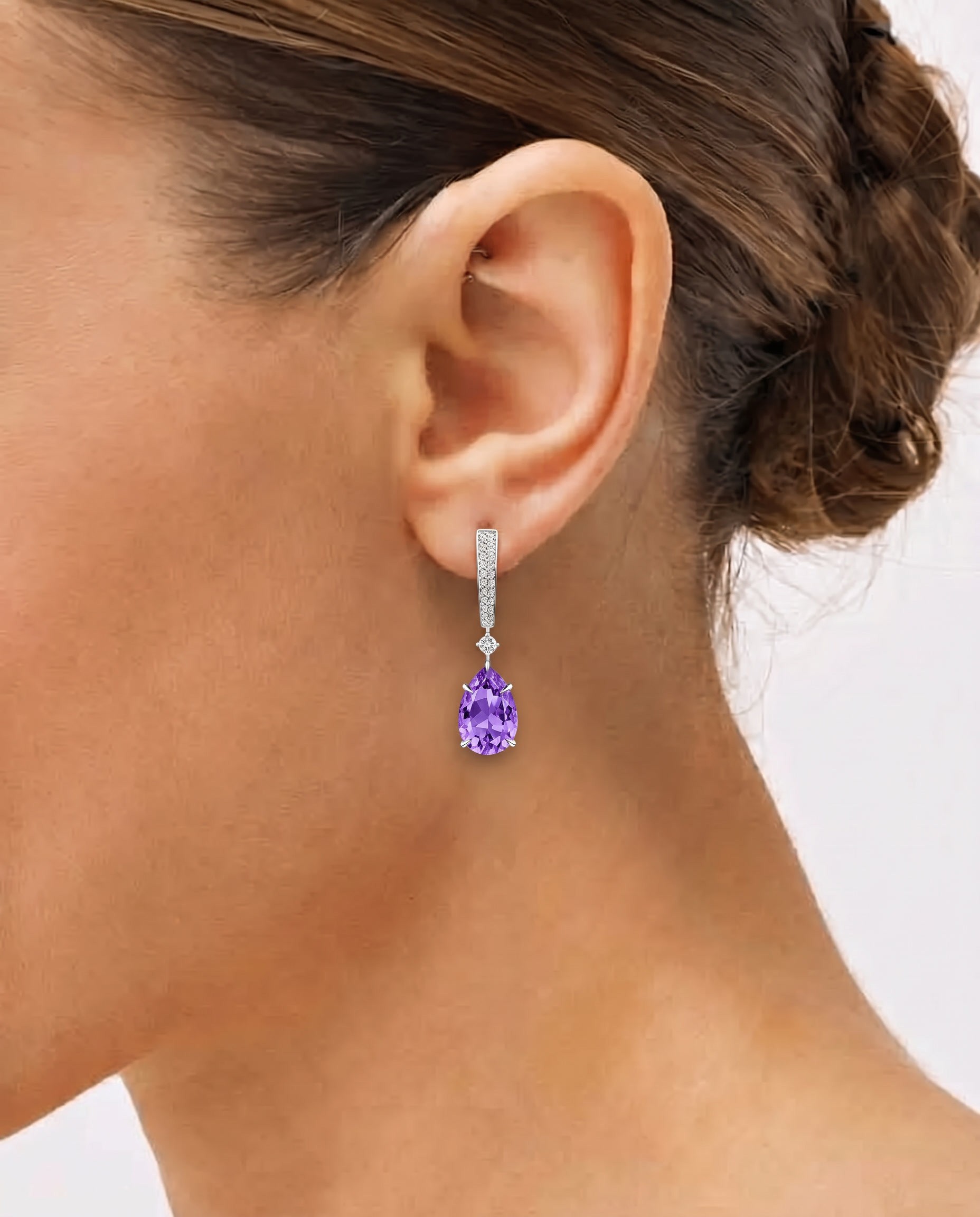 серьги с бриллиантами и аметистами 10,19 сt.