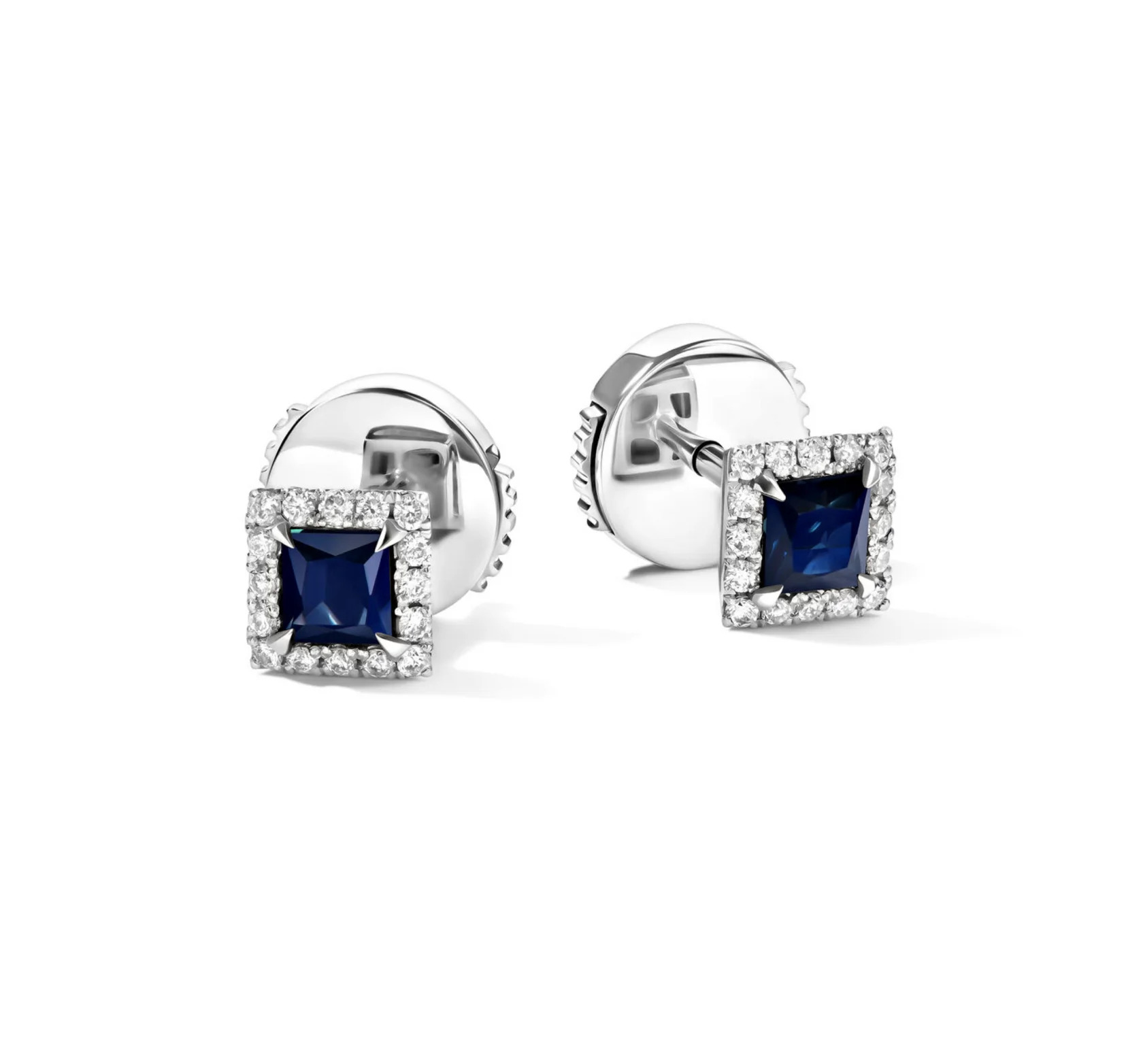 серьги-пусеты с сапфирами и бриллиантами 0.128 ct