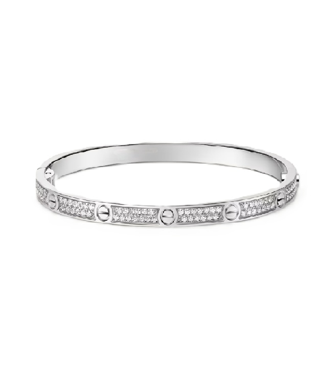 браслет cartier love с бриллиантовым паве, тонкая модель