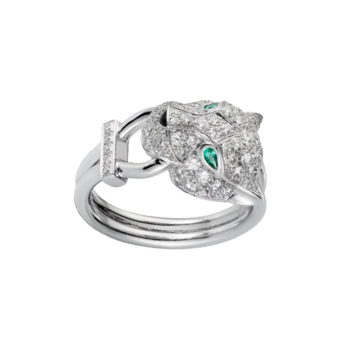 кольцо panthere de cartier из белого золота с бриллиантами 0.62 ct