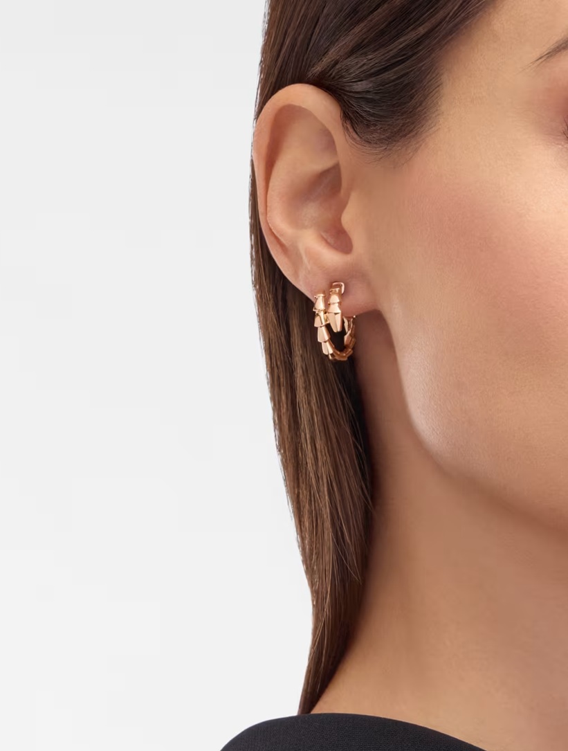 серьги bvlgari serpenti viper розовое золото