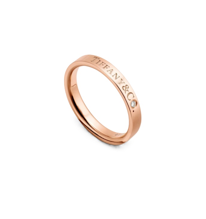 кольцо tiffany co золото 750 пробы, с круглыми бриллиантами. ширина 3 мм
