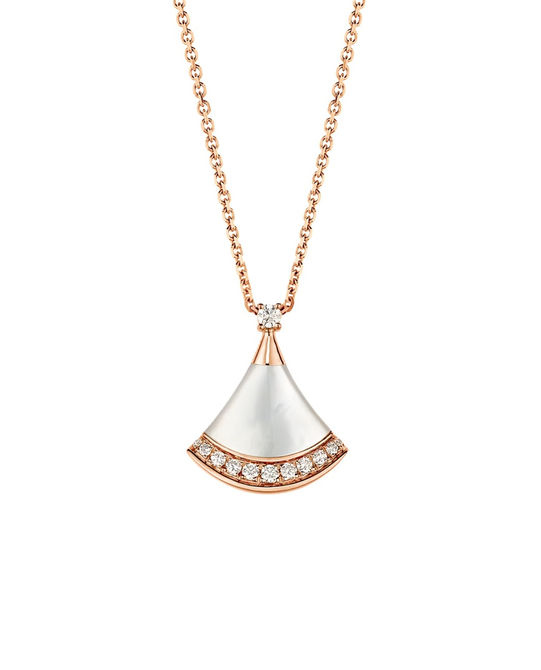 колье bvlgari divas dream розовое золото с бриллиантами 0.13 ct. 