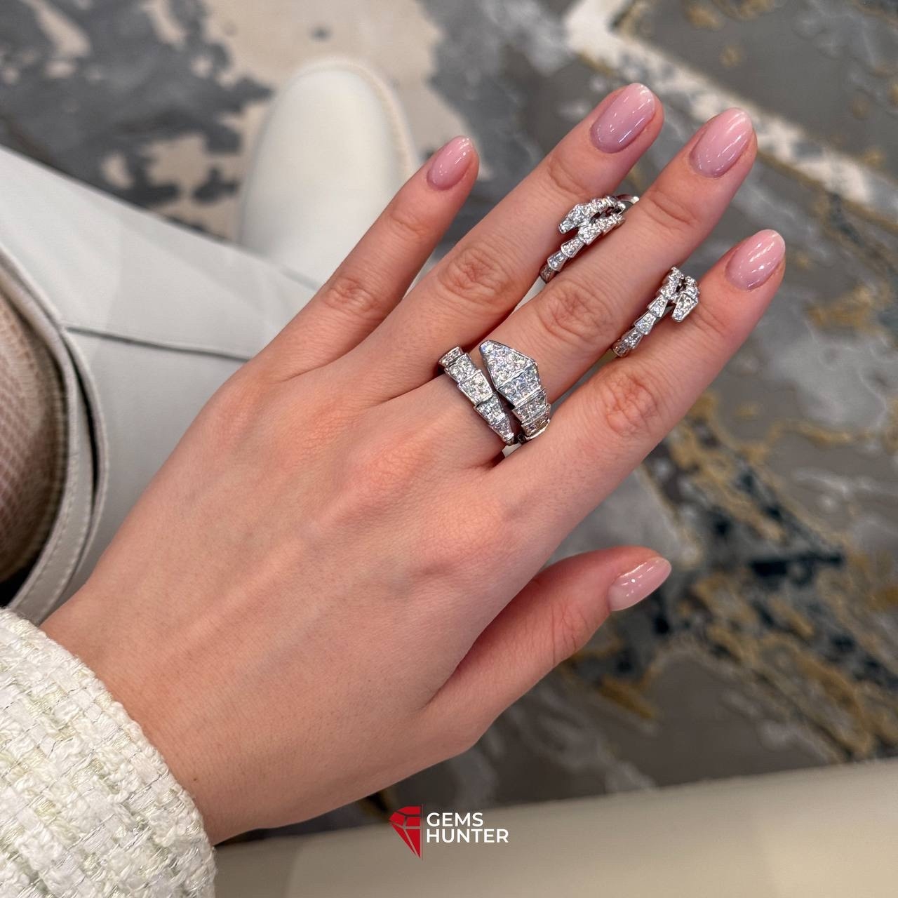 кольцо bvlgari serpenti viper с бриллиантами 1,77 ct