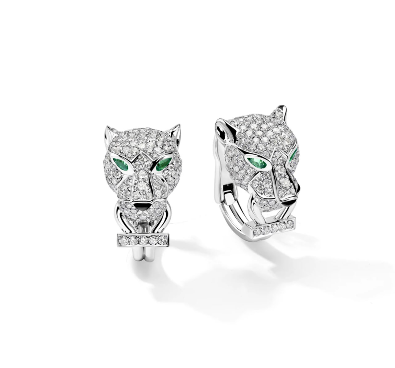 серьги panthere de cartier из белого золота с бриллиантами 1.774 ct, агатом и тсаворитом