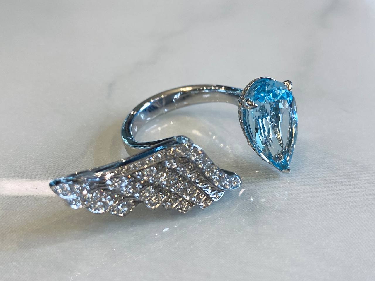 кольцо с топазом 6,57ct и бриллиантами 0,517 ct