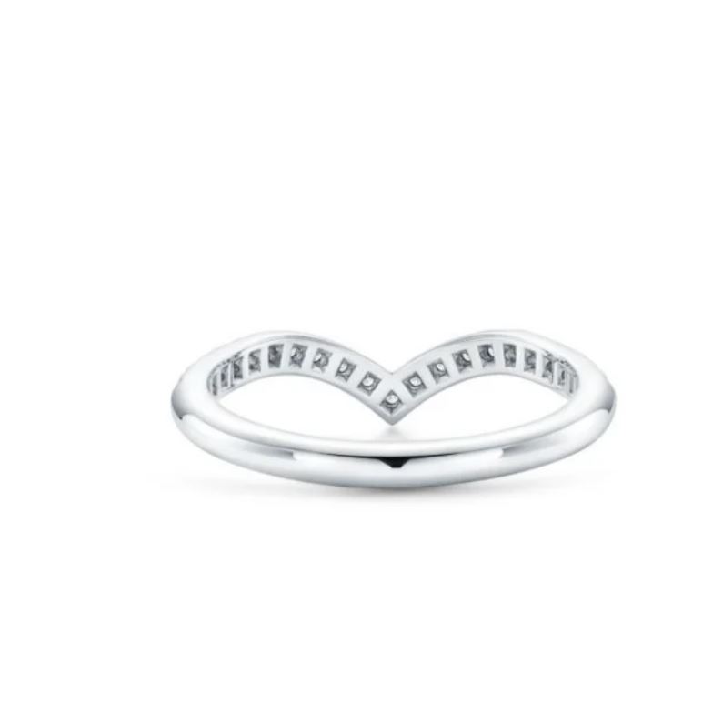 кольцо tiffany с v-образным изгибом из белого золота с бриллиантами 0.17 ct