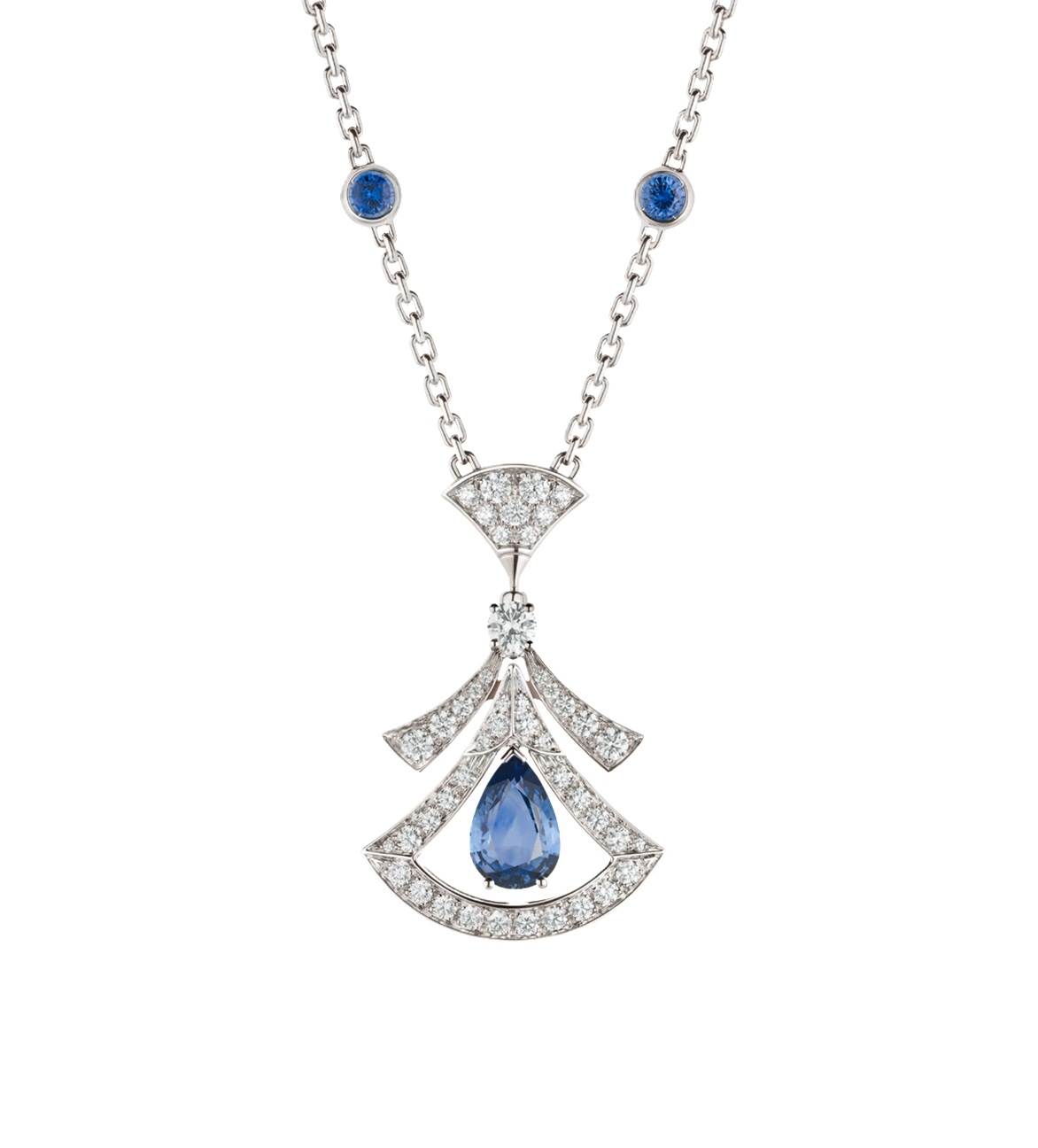 колье bvlgari divas dream белое золото с сапфирами и бриллиантами 0.86 ct. 