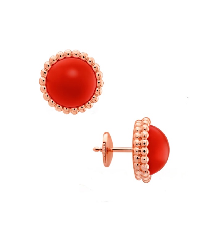 серьги  van cleef & arpels с сердоликом из розового золота