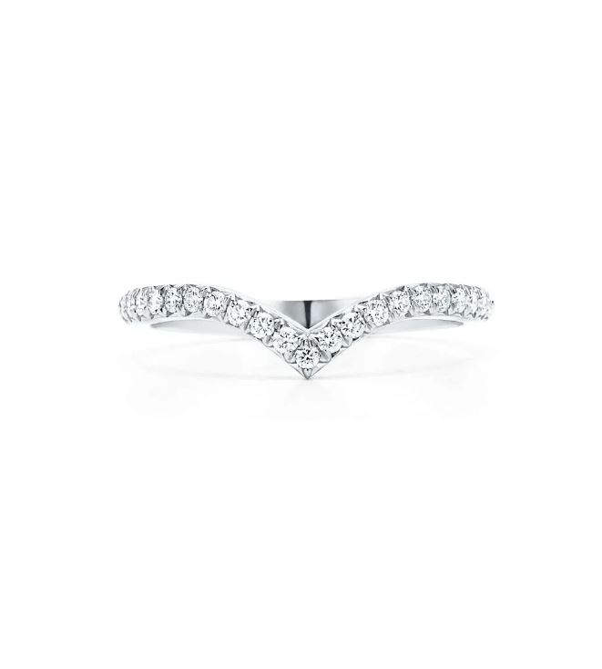 кольцо tiffany с v-образным изгибом из белого золота с бриллиантами 0.17 ct