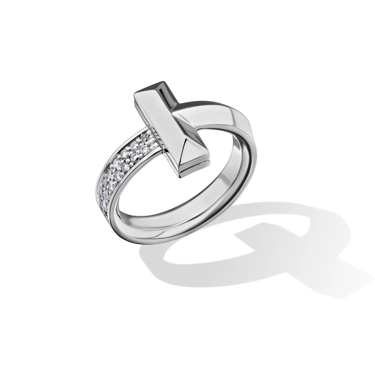 кольцо tiffany t1 из белого золота с бриллиантами