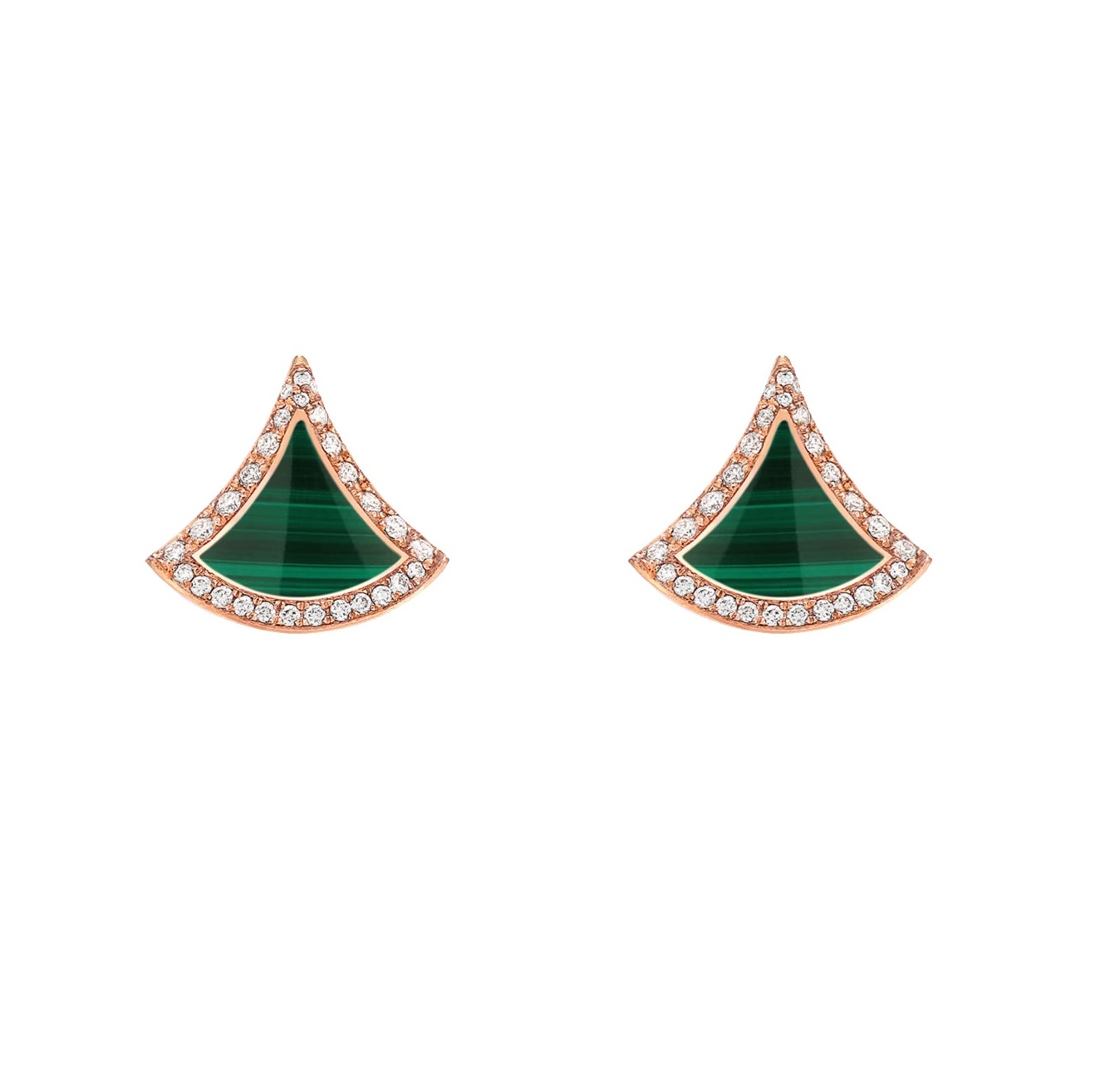 серьги bvlgari divas dream с малахитом и бриллиантами 0.1 ct.
