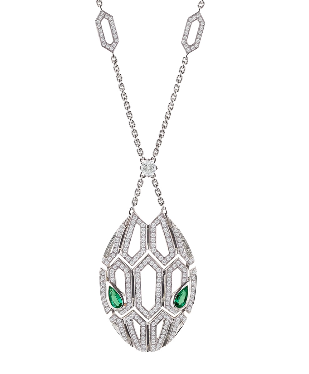 колье bvlgari serpenti viper белое золото с бриллиантами 2.63 ct. 