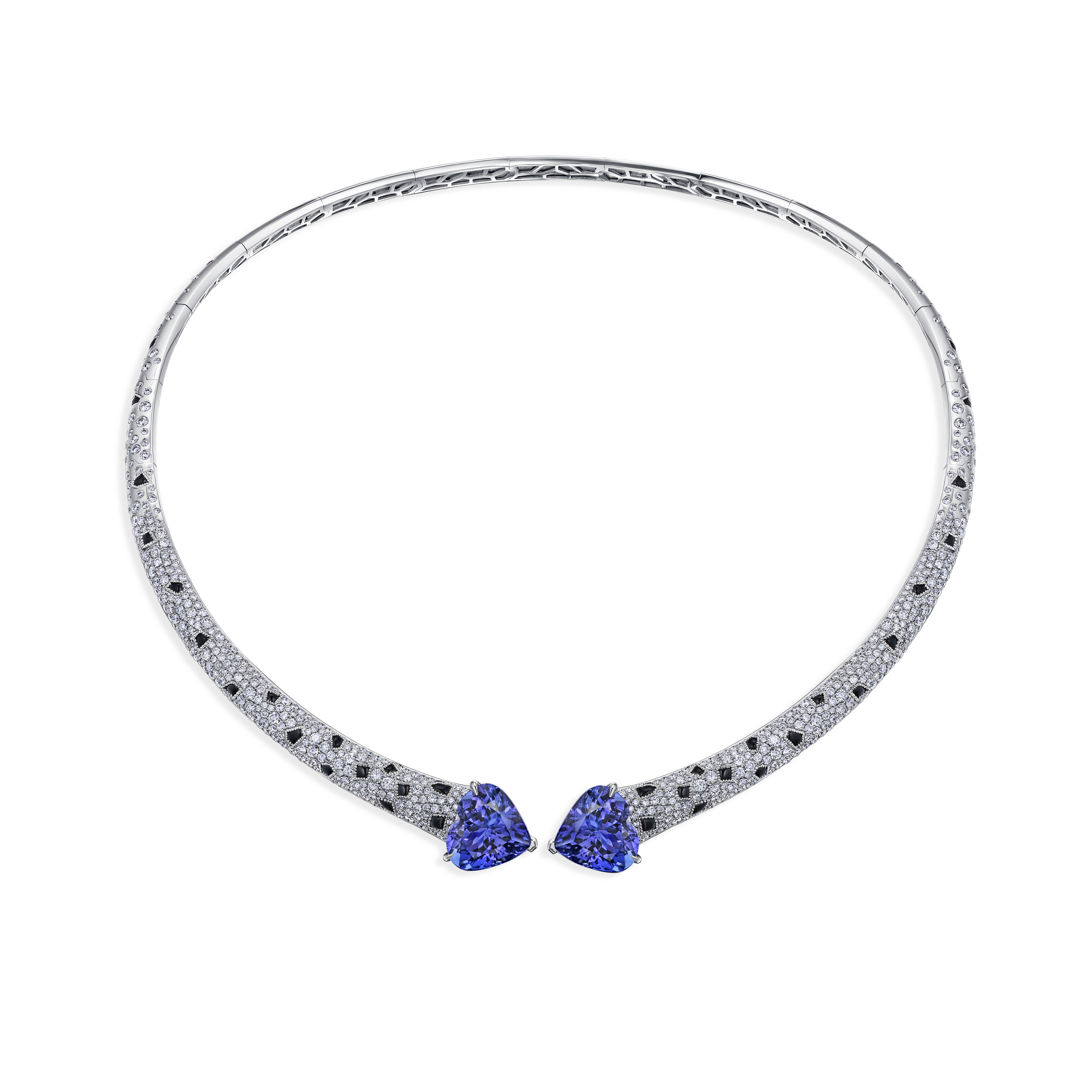 колье из белого золота с танзанитами 16,38 ct и бриллиантами