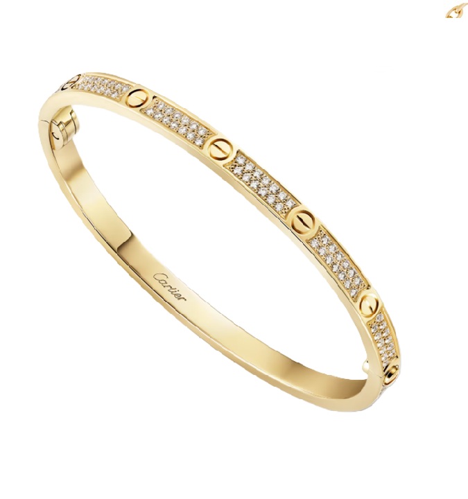 браслет cartier love маленькая модель, бриллиантовый паваж