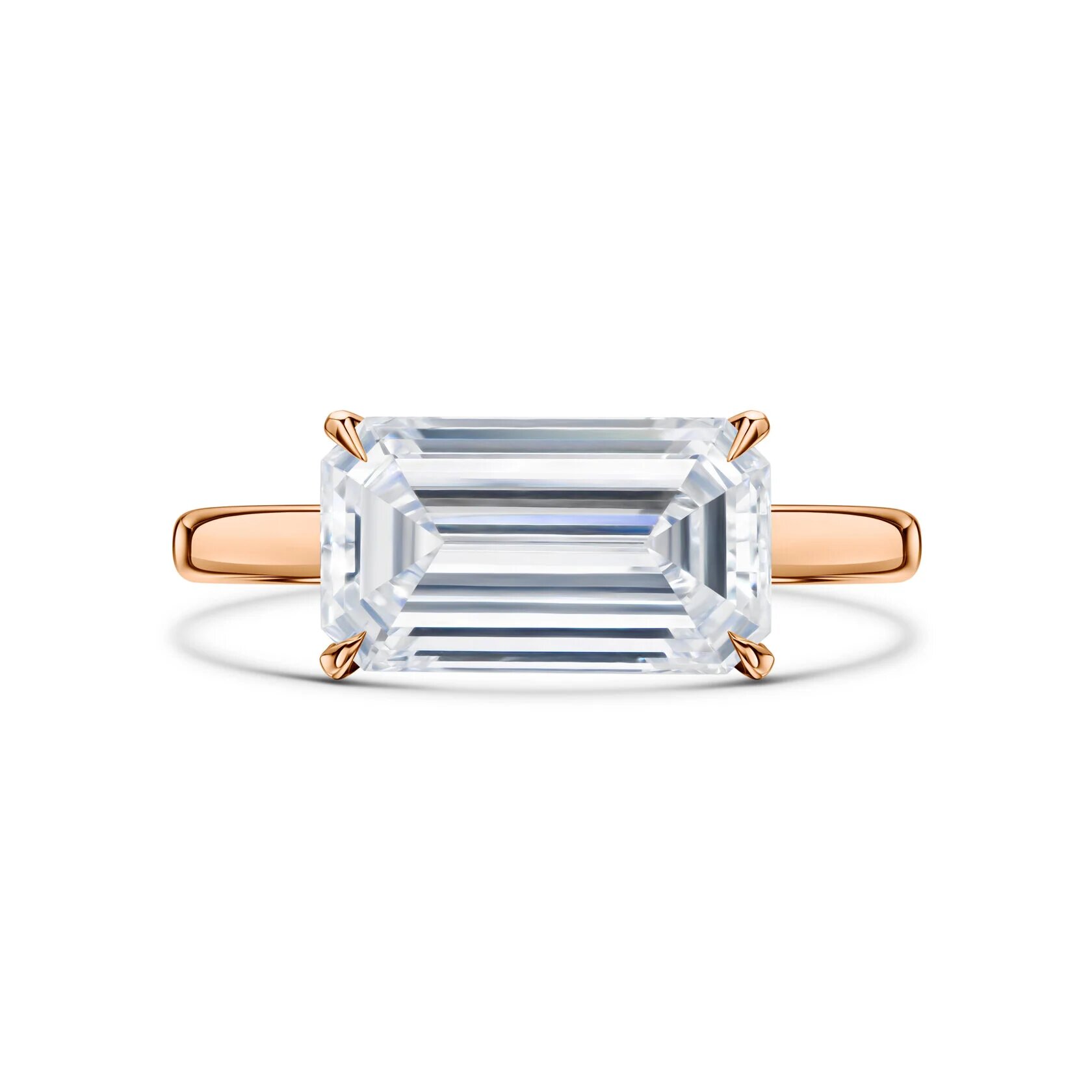 кольцо из розового золота 750 пробы с бриллиантом 2.5 ct