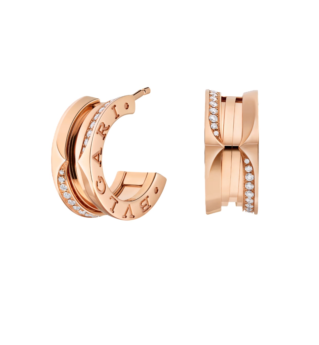 серьги bvlgari b.zero1 розовое золото c бриллиантами 0.22 ct.